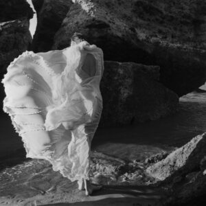 saskia at the ancient watchtower of borj el baroud,  essaouira, morocco