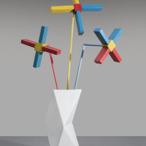 abstract vaasje met bloemstukjes